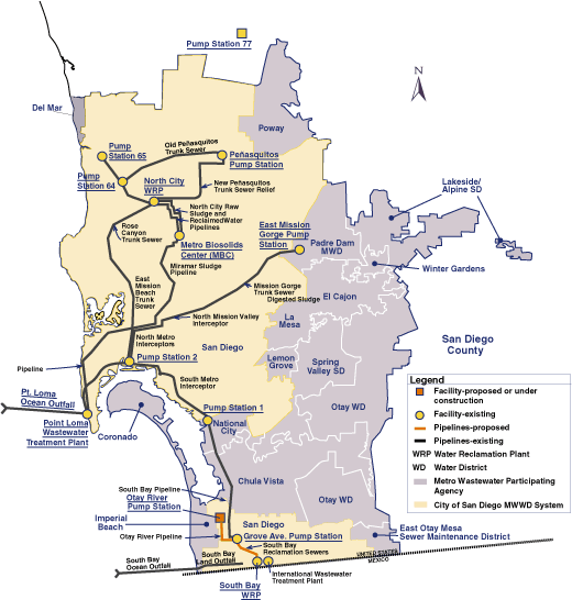 San Diego Regional Wastewater Treatment System map
