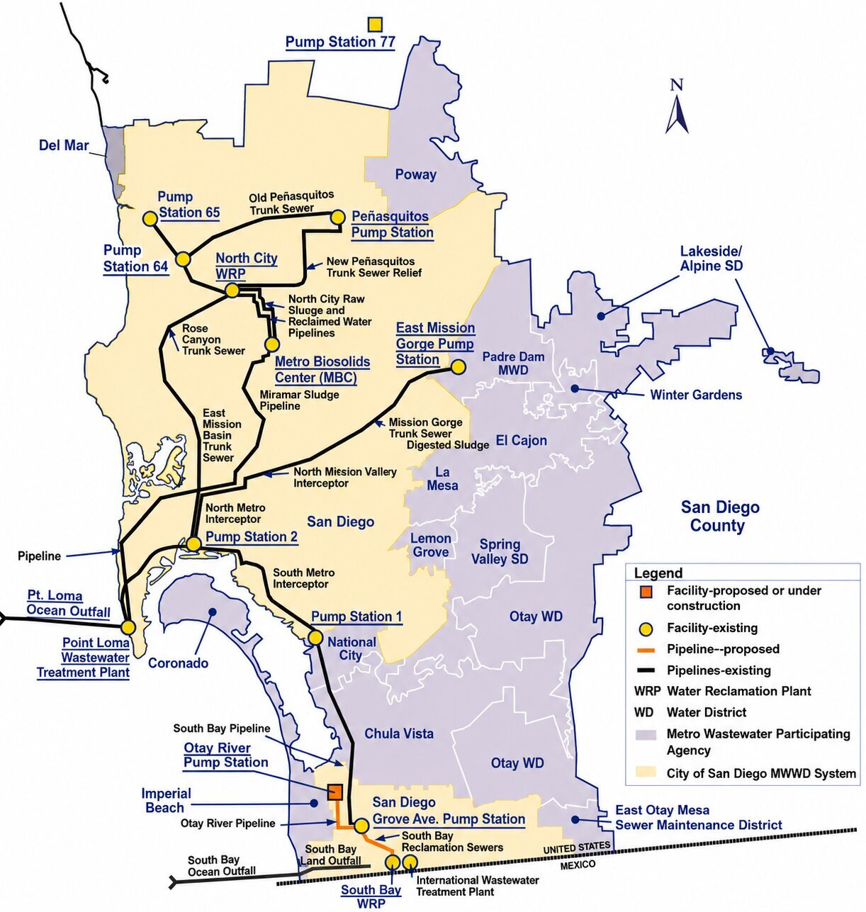 San Diego Regional Wastewater Treatment System map